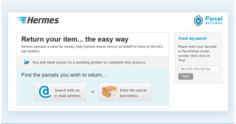 my hermes parcel return tracking.